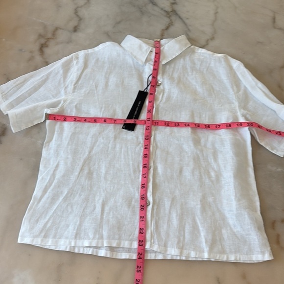 Nicole Miller White 100% Linen Button Down Shirt Short Sleeveless Loose Fit Sz S - Picture 8 of 12